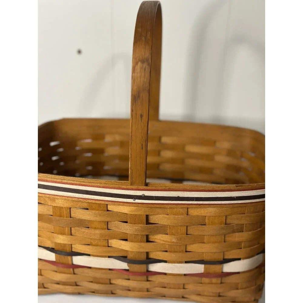 Vintage Longaberger Style Patriotic Basket | Red White Blue Stripe 9
